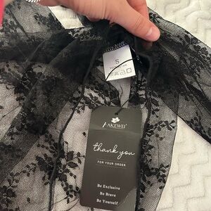 AKEWEI Black Lace Top